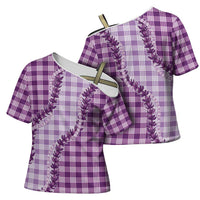 Violet Hawaii Palaka Cross Shoulder Shirt Hawaiian Pikake Lei
