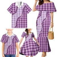Violet Hawaii Palaka Family Matching Mermaid Dress and Hawaiian Shirt Hawaiian Pikake Lei