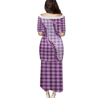 Violet Hawaii Palaka Family Matching Puletasi and Hawaiian Shirt Hawaiian Pikake Lei