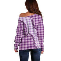 Violet Hawaii Palaka Off Shoulder Sweater Hawaiian Pikake Lei