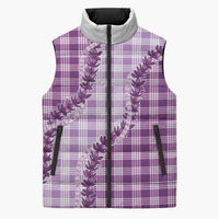 Violet Hawaii Palaka Sleeveless Puffer Jacket Hawaiian Pikake Lei