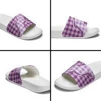 Violet Hawaii Palaka Slide Sandals Hawaiian Pikake Lei