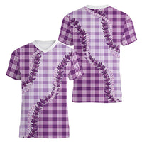 Violet Hawaii Palaka Women V-Neck T-Shirt Hawaiian Pikake Lei