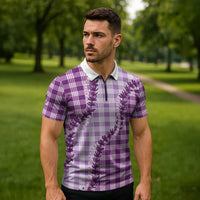 Violet Hawaii Palaka Zipper Polo Shirt Hawaiian Pikake Lei LT05 - Polynesian Pride