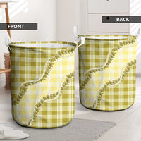 Yellow Hawaii Palaka Laundry Basket Hawaiian Pikake Lei