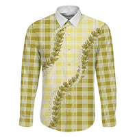 Yellow Hawaii Palaka Family Matching Mermaid Dress and Hawaiian Shirt Hawaiian Pikake Lei