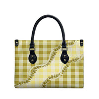 Yellow Hawaii Palaka Leather Bag Hawaiian Pikake Lei