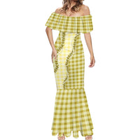 Yellow Hawaii Palaka Mermaid Dress Hawaiian Pikake Lei LT05 - Polynesian Pride