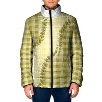 Yellow Hawaii Palaka Padded Jacket Hawaiian Pikake Lei