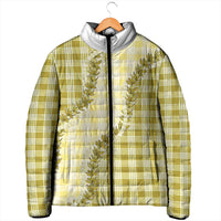 Yellow Hawaii Palaka Padded Jacket Hawaiian Pikake Lei