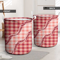 Red Hawaii Palaka Laundry Basket Hawaiian Pikake Lei