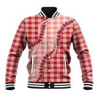 Red Hawaii Palaka Baseball Jacket Hawaiian Pikake Lei
