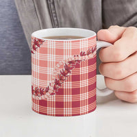 Red Hawaii Palaka Ceramic Mug Hawaiian Pikake Lei