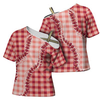 Red Hawaii Palaka Cross Shoulder Shirt Hawaiian Pikake Lei