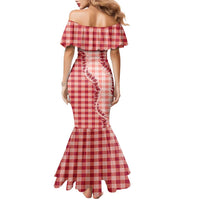 Red Hawaii Palaka Family Matching Mermaid Dress and Hawaiian Shirt Hawaiian Pikake Lei