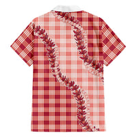 Red Hawaii Palaka Family Matching Short Sleeve Bodycon Dress and Hawaiian Shirt Hawaiian Pikake Lei