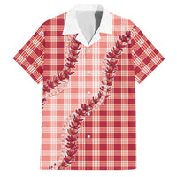 Red Hawaii Palaka Family Matching Summer Maxi Dress and Hawaiian Shirt Hawaiian Pikake Lei