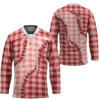 Red Hawaii Palaka Hockey Jersey Hawaiian Pikake Lei