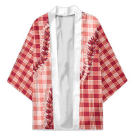 Red Hawaii Palaka Kimono Hawaiian Pikake Lei LT05 Unisex Red - Polynesian Pride