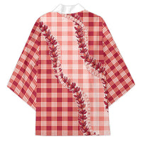 Red Hawaii Palaka Kimono Hawaiian Pikake Lei LT05 - Polynesian Pride