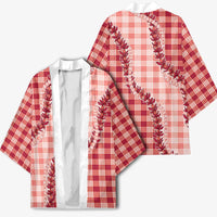 Red Hawaii Palaka Kimono Hawaiian Pikake Lei LT05 - Polynesian Pride