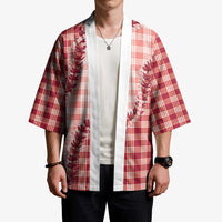 Red Hawaii Palaka Kimono Hawaiian Pikake Lei LT05 - Polynesian Pride