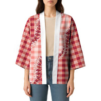 Red Hawaii Palaka Kimono Hawaiian Pikake Lei LT05 - Polynesian Pride