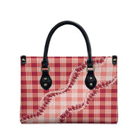 Red Hawaii Palaka Leather Bag Hawaiian Pikake Lei