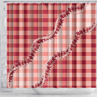 Red Hawaii Palaka Shower Curtain Hawaiian Pikake Lei