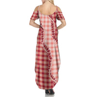 Red Hawaii Palaka Summer Maxi Dress Hawaiian Pikake Lei
