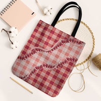 Red Hawaii Palaka Tote Bag Hawaiian Pikake Lei