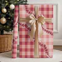 Red Hawaii Palaka Wrapping Paper Hawaiian Pikake Lei