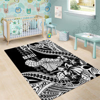 Hawaii Maui Upena Kiloi Area Rug Kakau Tribal Pattern Black Version
