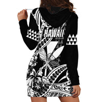 Hawaii Maui Upena Kiloi Hoodie Dress Kakau Tribal Pattern Black Version