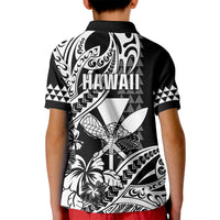 Hawaii Maui Upena Kiloi Kid Polo Shirt Kakau Tribal Pattern Black Version LT05 - Polynesian Pride