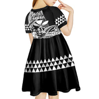 Hawaii Maui Upena Kiloi Kid Short Sleeve Dress Kakau Tribal Pattern Black Version