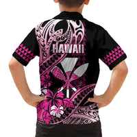 Hawaii Maui Upena Kiloi Family Matching Tank Maxi Dress and Hawaiian Shirt Kakau Tribal Pattern Pink Version