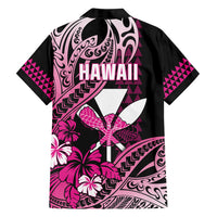 Hawaii Maui Upena Kiloi Family Matching Tank Maxi Dress and Hawaiian Shirt Kakau Tribal Pattern Pink Version