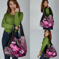 Hawaii Maui Upena Kiloi Grocery Bag Kakau Tribal Pattern Pink Version