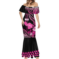 Hawaii Maui Upena Kiloi Mermaid Dress Kakau Tribal Pattern Pink Version