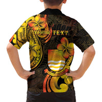 Personalised Kiribati Independence Day Family Matching Long Sleeve Bodycon Dress and Hawaiian Shirt 46th Anniversary