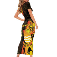 Personalised Kiribati Independence Day Short Sleeve Bodycon Dress 46th Anniversary