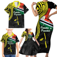 Personalised Vanuatu Penama Day Family Matching Short Sleeve Bodycon Dress and Hawaiian Shirt Grunge Flag Style - Polynesian Pride