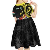 Personalised Vanuatu Penama Day Kid Short Sleeve Dress Grunge Flag Style - Polynesian Pride