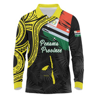Personalised Vanuatu Penama Day Long Sleeve Polo Shirt Grunge Flag Style LT05 Black - Polynesian Pride