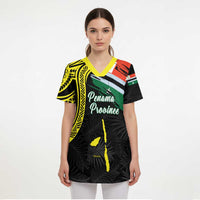 Personalised Vanuatu Penama Day Scrub Top Grunge Flag Style - Polynesian Pride