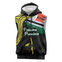 Personalised Vanuatu Penama Day Sleeveless Hoodie Grunge Flag Style LT05 Black - Polynesian Pride