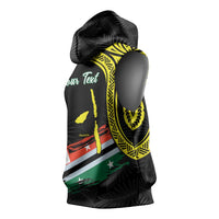 Personalised Vanuatu Penama Day Sleeveless Hoodie Grunge Flag Style LT05 - Polynesian Pride