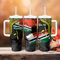 Personalised Vanuatu Penama Day Tumbler With Handle Grunge Flag Style - Polynesian Pride