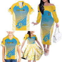 Personalised Vanuatu Sanma Day Family Matching Off The Shoulder Long Sleeve Dress and Hawaiian Shirt Special Style - Polynesian Pride